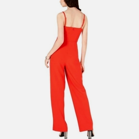 NWT LAUNDRY by Shelli Segal STRAIGHT LEG V-NECK JUMPSUIT Red 6 - Picture 2 of 4